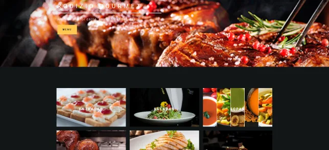 Menu digital de restaurante com as categorias de pratos